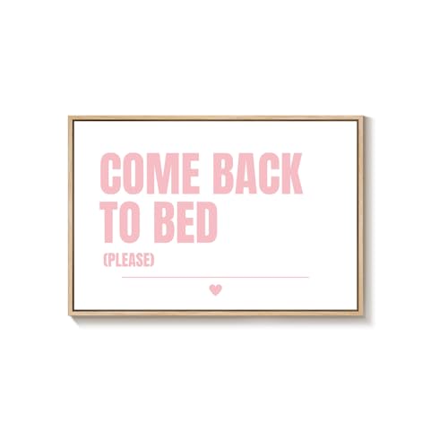 Framed Canvas Wall Art for Bedroom Decor, Pink and White