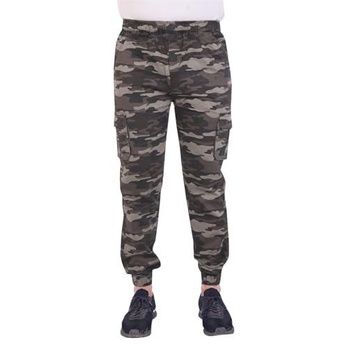 Image of Men'S Cotton Blend Joggers | Camouflage Printed Army Track Pants | Regular Fit | Cargo Pocket Style | Casual Wear