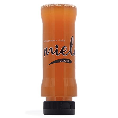 ERBOTECH Miele Acacia Italiano in Contenitore Squezzer da 250 g, 100% Made in Italy, Miele Puro e Non Pastorizzato della Val Camonica