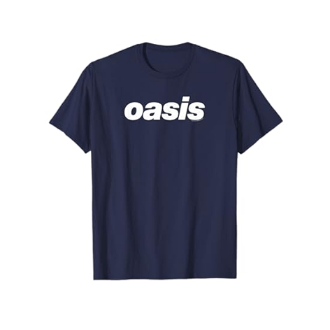 Oasis – White Logo On Navy T-Shirt