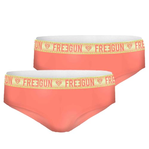 FREEGUN Lot de 2 Boxers Fille Coton (6-8 Ans, Orange)
