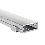 Alumino | Eloxiertes LED Aluminiumprofil - Aufputzprofil 200 cm | Klare Abdeckung + Zubehör | für...