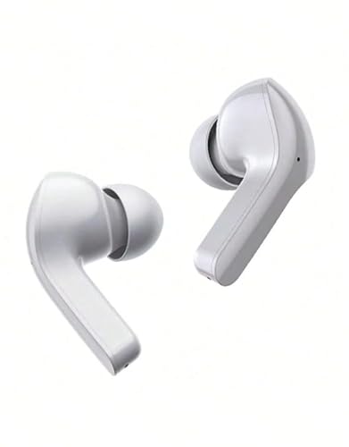 Vibe uriculares inalámbricos cancelación de Ruido, micrófono y Pantalla LED. Auriculares HiFi inalámbricos para móviles, con Control táctil y Larga duración de batería Resistentes al Agua (White)