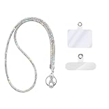 Latest Upgrade Fashion 34.8'' All Round Crystal Neck Strap Lanyard,Bling ID Badge Holder,Rhinestone Necklace Work Name Badge Reel Clip,Bonus 1 Cellphone Safety Tab(1PC,AB)