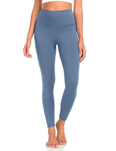 Colorfulkoala Women's High Waisted Workout Leggings 25" 7/8 Length Ultra Soft Tummy Control Yoga Pants (S, Steel Blue)