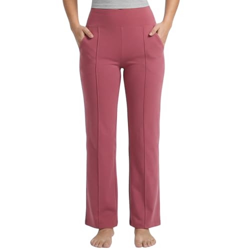 Image of NINQ Women High Waist Flare Pants Lite Regular | Smart Casual Korean Trouser for Office Wear, Gym, Sports, Travel & Daily Styling