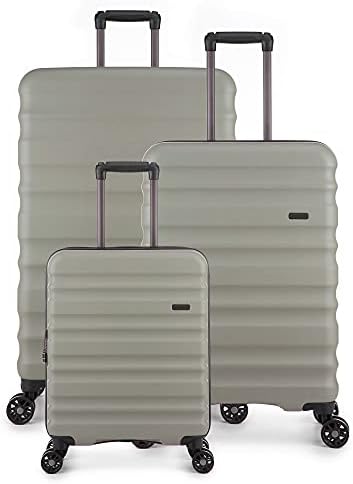 ANTLER - Cabin Suitcase - Clifton Luggage - Size Cabin, Taupe - 20x40x55, Lightweight Suitcase for Travel & Holidays - Spinner Carry On Suitcase with 4 Wheels & Twist Grip Handle - TSA Approved Locks