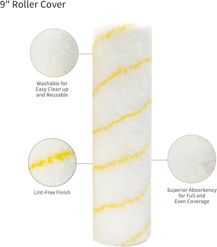 Xapigo 9 inch Paint Roller Cover Set,Wall Painting Roller Naps for Professional or Home Owners with All Paints and Stains for House or Commercial Use. - Image 5