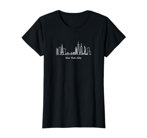NYC Skyline Sketch with Cute Heart New York City Kids Women T-Shirt