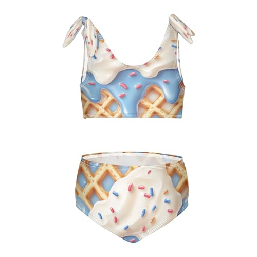 Boccsty Milk Red Coral White Ice Cream Girls Tankini Swimsuit Kids Bikini Sets 2 Pcs Bathing Suit 3T