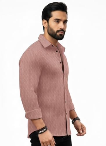 Image of Amazon Brand - INKAST Men's Regular Fit Button Down Dress Shirts Textured Long Sleeve Casual Hawaiian Shirt
