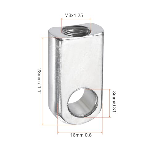 QUARKZMAN Gasdruckfeder Stoßdämpfer M8 Gelenkverbinder mit weiblichem Gewinde Stahl Silberfarben, 10 Stück