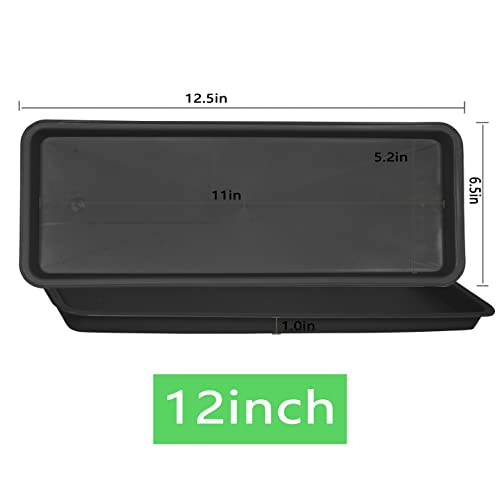 Angde 8 Pack Of Plastic Plant Tray Saucer Rectangular, Plant Trays Saucers For Indoors And Outdoor, Plant Water Drip Tray For Flower Pot Planter, Windowsill Plant Tray (6.5 X 12.5 Inch, Black) #TOP1