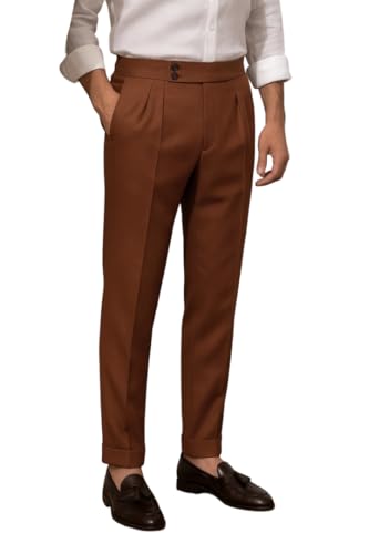 Men Rust Gurkha Stylish Pant Formal Wedding Party Wear Pant