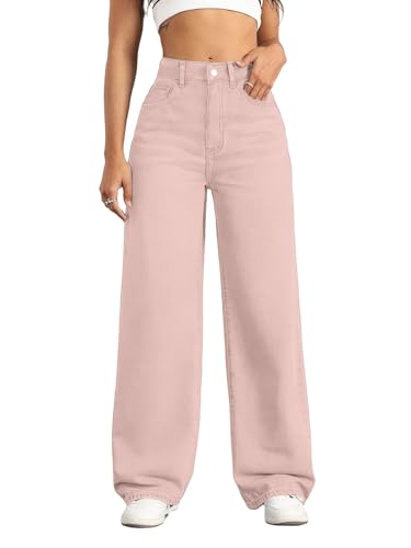 Image of Straight Leg Jeans for Women High Waisted Wide Leg Denim Pants
