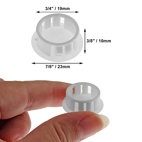 Image of 25Pcs 3 /4 Inch (19mm) White Hole Plug | Plastic Hole Cover, Round End Cap, Flush Type Tube Insert, For Chair Furniture Glide Protectors