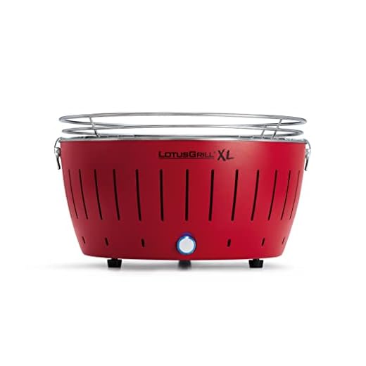 LotusGrill XL LG G435 U RD Barbecue con batterie e cavo di alimentazione USB, 43,5 x 25,7 cm, Rosso
