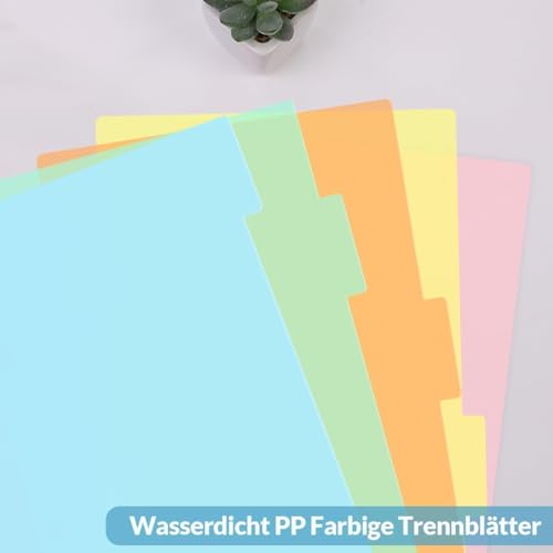 SKYDUE A5 Ringbuch Nachfüllbar Set - Kariert, Polypropylen, 90 Blätter (180 Seiten), 5 Trennblätter, Bunte Haftnotizen, 2 Umschläge, Zeitgenössisch