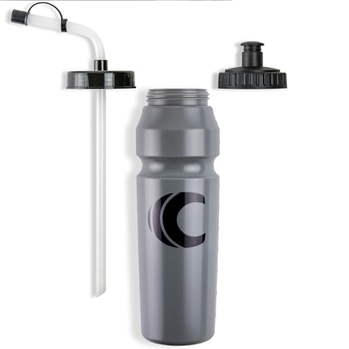 Image of Cannon Sports 1 Liter Sports Water Bottle, BPA-Free, 34 Oz Capacity, Large Mouth, 2 lids (Straw and Squeeze), Great For Helmet Sports Such As Hockey, Lacrosse, Football, Boxing (Gray)
