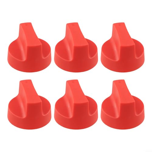6PCS 50mm Gas Stove Knobs,Cooker Knobs Oven Stove Switch Red Black PVC Replacement Control Knobs for BBQ Oven Flat Top Stoves, Heat-Resistant(Red)