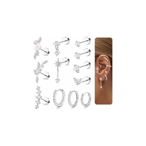 Adramata 12Pcs Helix Piercing Jewellery Set Cover
