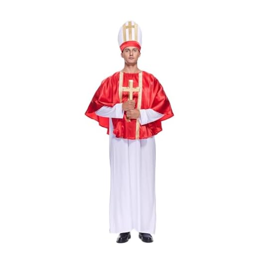 EraSpooky Disfraz de Papa para hombre Túnica bíblica de sacerdote de Halloween para adulto