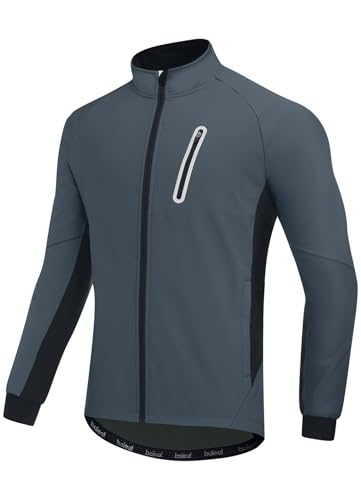baleaf Men's Winter Cycling Jackets Water Resistant Thermal Running Softshell Jacket Warm Cold Weather Pockets Grey M