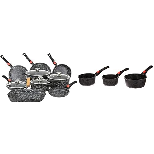 Batterie de cuisine Kamberg 24 pièces et 3 casseroles en fonte d'aluminium gris