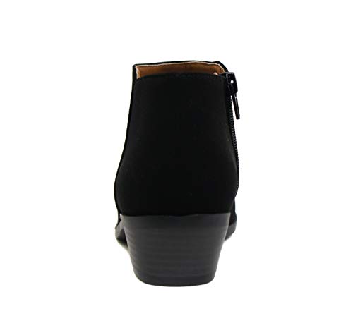 Image of Soda Women's Mug Round Toe Faux Suede Stacked Heel Western Ankle Bootie