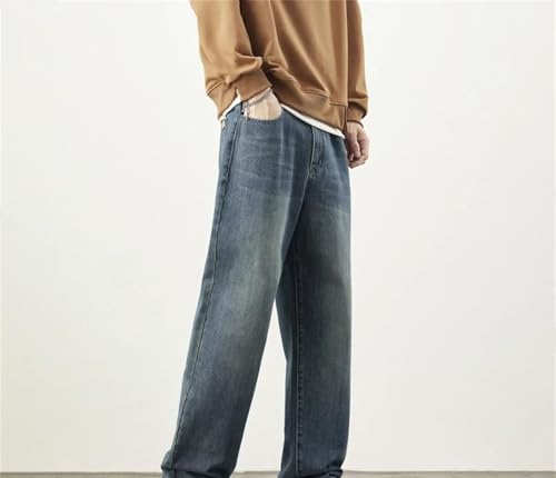 Men's Winter Jeans Thick Cotton Denim Pants Loose Wide Leg Straight Casual Trousers Warm Plus Size Clothing4