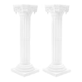 XEJMEOO 2PCS White Roman Columns Set, Columns and Pillars Wedding Hollow Pillars Flower Stand for Wedding Party Event Decor 35 Inch White Plastic Column Event Party Decorative Column
