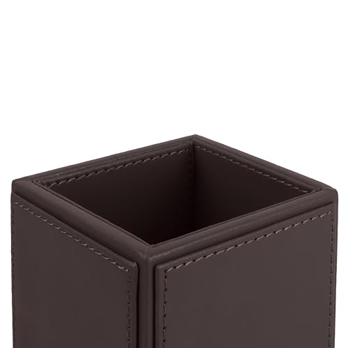 Image of V-CUBE DESIGNS Premium Vegan Leather Pen Holder for Desk & Study Table Accessory | Marker /Pencil Stand for Student | Stationery Organizer for Office Table & Home | 6mm Thickness with MDF Core |Brown