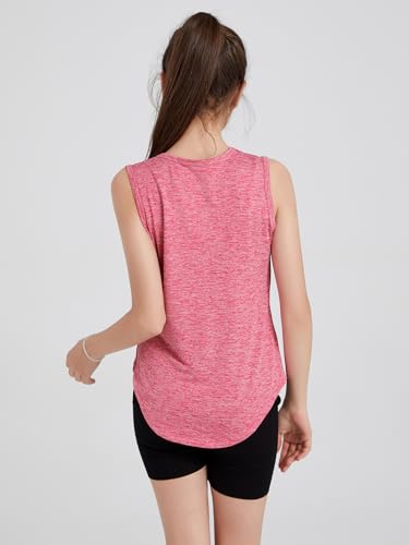 Image of 5 Pack Girls Athletic Tank Tops Active Dry Fit Kids Activewear Basic Sleeveless Dance Top for Yoga Sports