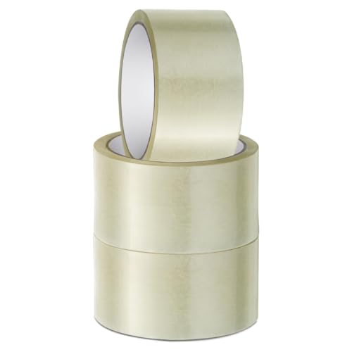 Stick Well 3er Verpackungs Klebeband – 48 mm X 66 m, Geräuscharm, Stark Klebend, Transparentes Paketklebeband für Kartonverpackungen, Umzug – Geeignet für Klebebandabroller (transparent, 3er-Packung)