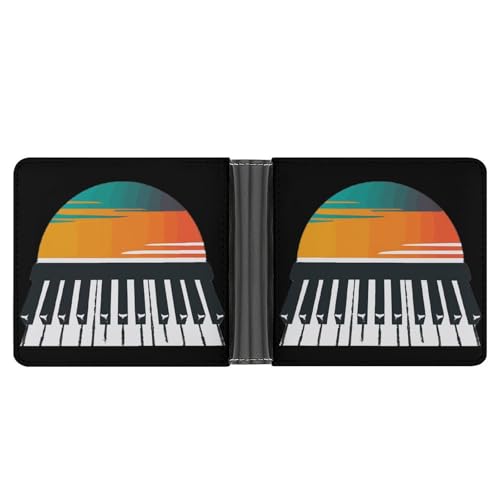 Vintage Piano Keys Funny Billfold Wallet Credit Card Holder Slim Passcase Pouch Purse for Men Women