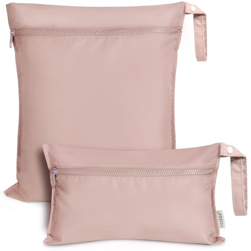 Image of haakaa Waterproof Wet Bags for Baby Wet Dry Bags for Cloth Diaper, Swimsuit & Travel, 2pcs, Blush