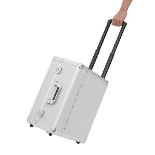 CuCummoo Pilotenkoffer mit abschließbarer und Rollen, Trolley Aluminium Alukoffer mit Teleskopstange, Aktenkoffer, Businesskoffer, Für den täglichen Geschäftseinsatz