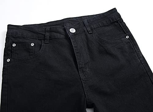 Men's Ripped Slim Casual Distressed Denim Pants Fit Straight with Zipper Jeans Skinny Retro Stretch Jean Trousers (Black,34)3