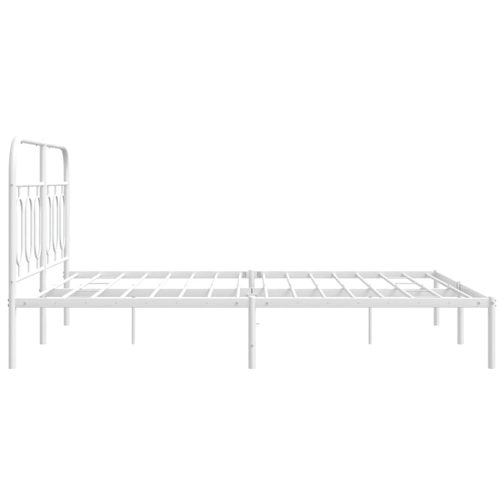 Lits et accessoires, lits et cadres de lit, cadre de lit en métal avec tête de lit, blanc, 135 x 190 cm, lit double