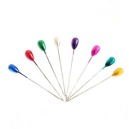 LIFKOME 288Pcs Colorful Teardrop Pearl Head Straight Pins for Sewing and Crafting Stainless Steel Flat Straight Pins for Easy Marking and Decoration Projects