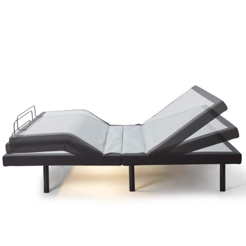 Image of Nestl Adjustable Bed Base with Head & Foot Massage, Queen Size Frame | Adjustable bed base with wave massage, wireless remote control, integrated USB ports and under-bed LED lighting.