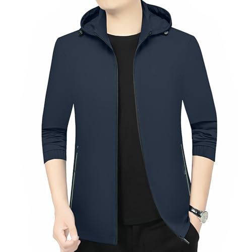 Chaqueta informal de primavera con capucha cómoda de caballero ligera 7