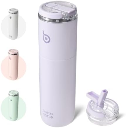 BOTTLE BOTTLE Edelstahl Trinkflasche 750ml isoliert Sichtdeckel Griff Sport | (Berry Mist) Doppelwandiger Edelstahl hält Getränke lange heiß oder kalt, BPA-frei und auslaufsicher f