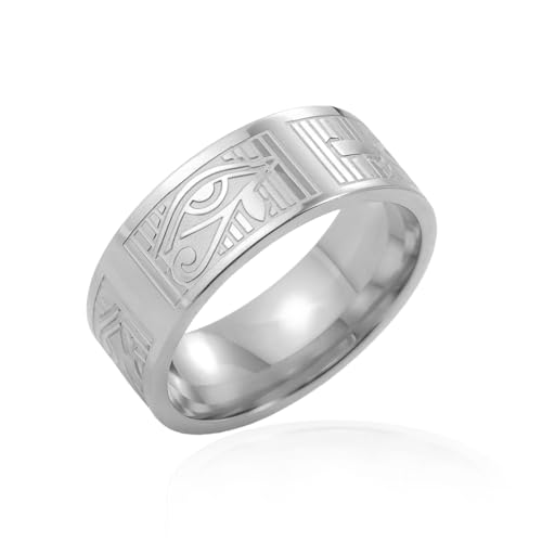 Bague égyptienne antique en acier inoxydable avec croix Ankh et œil d'Horus, symbole égyptien,...