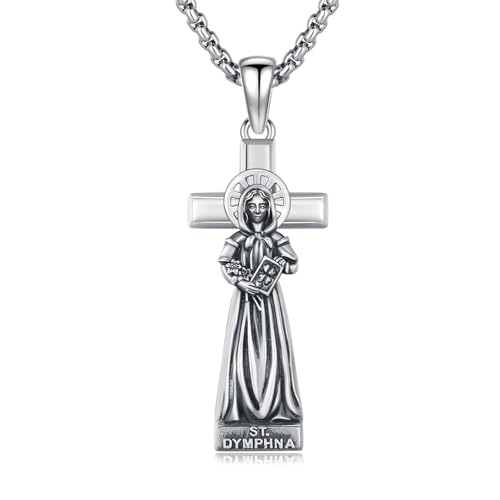 XIXLES 925 Sterling Silver St Dymphna Mental Health Pendant Necklace