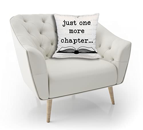 Topxmai Just One More Chapter Book Pillow Cover, Motivational Reader Quotes Decorative Couch Throw Pillow Cover, Book Lover Flannel Square Pillow Case Gifts For Readers Writers 18X18 Inches #TOP1