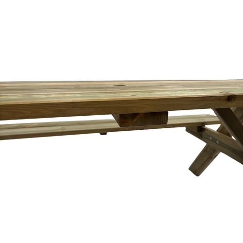 BrackenStyle Tiptree 6 Seat Wooden Picnic Bench - Durable Pub A Frame Picnic Table - Dip Treated Scandinavian Pine (140cm | 6 Person) - 7
