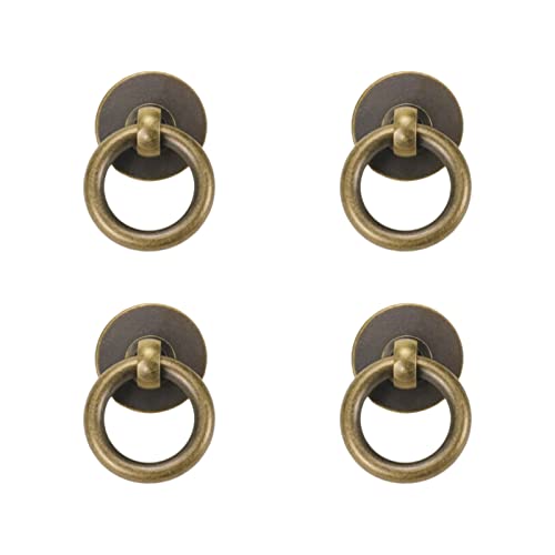 Reviews y listado de Herrajes para muebles los más solicitados. 33 FarBoat - Juego de 4 tiradores de anillo de gota de estilo retro oriental, de latón clásico, para cajones, herrajes antiguos para muebles, cajas de madera y cofres (anillo de...