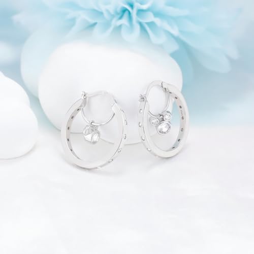 S925 Sterling Silver Mouse Hoop Earrings with Sparkling Cubic Zirconia Asymmetric Mouse Design Fashion Cartilage Huggie Hoop Charms Hypoallergenic Jewelry Birthday Gift for Women Daughter2