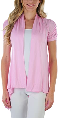 Image of ToBeInStyle Womens Open Front Casual Shrug Lightweight Layering Cardigan Sleeveless or Short Sleeve
